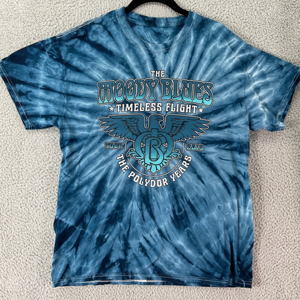 The Moody Blues Tour Shirt Women L Blue Tie Dye 2015 Timeless Flight Excellent